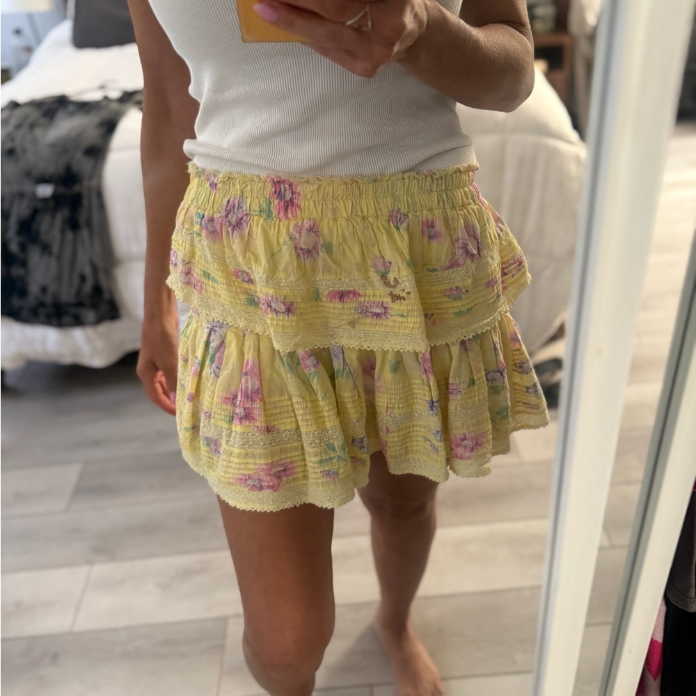 LoveShackFancy Yellow Bubble Mini Skirt
